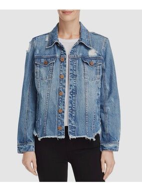 Blank NYC Distressed Light Blue Denim Jean Jacket Small